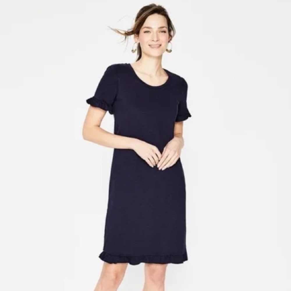 Boden Navy Emily Ruffle Jersey Midi Dress Size 12
